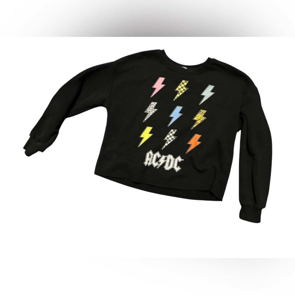 AC/DC Girls Crop Black Graphic Sweatshirt L(10/12)